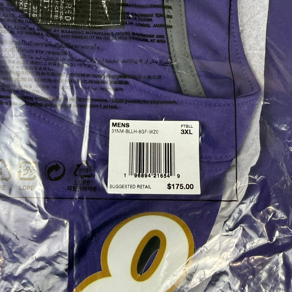 Lamar Jackson Baltimore Ravens Nike Vapor FUSE Game Jersey Mens 3XL $175 New NWT - Picture 5 of 5